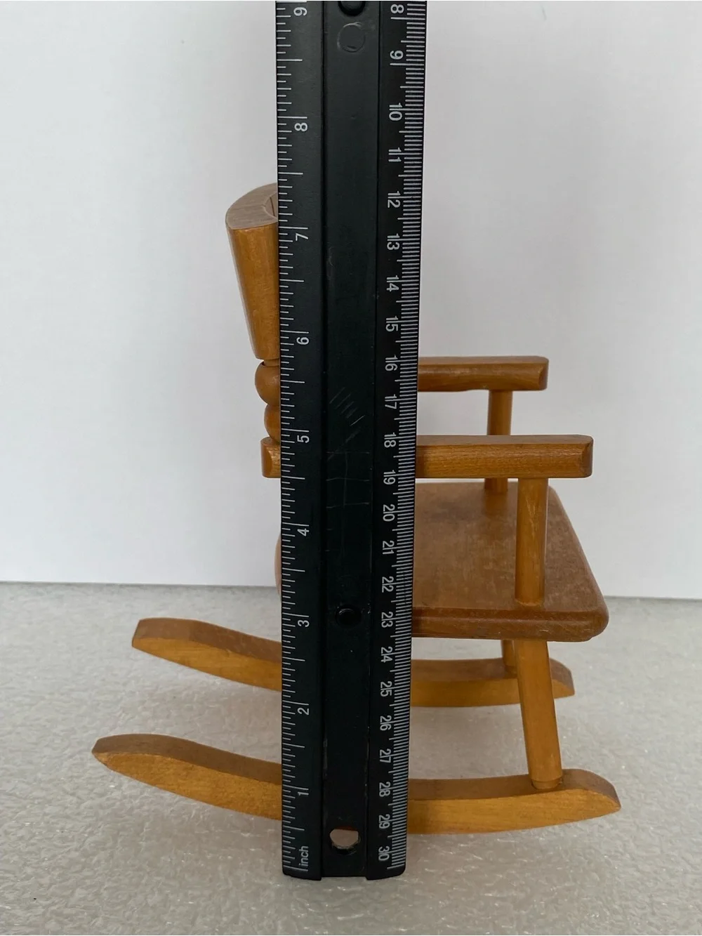 Vintage Strombecker Wooden T-Back Armed Rocking Chair Seat Doll House Furniture